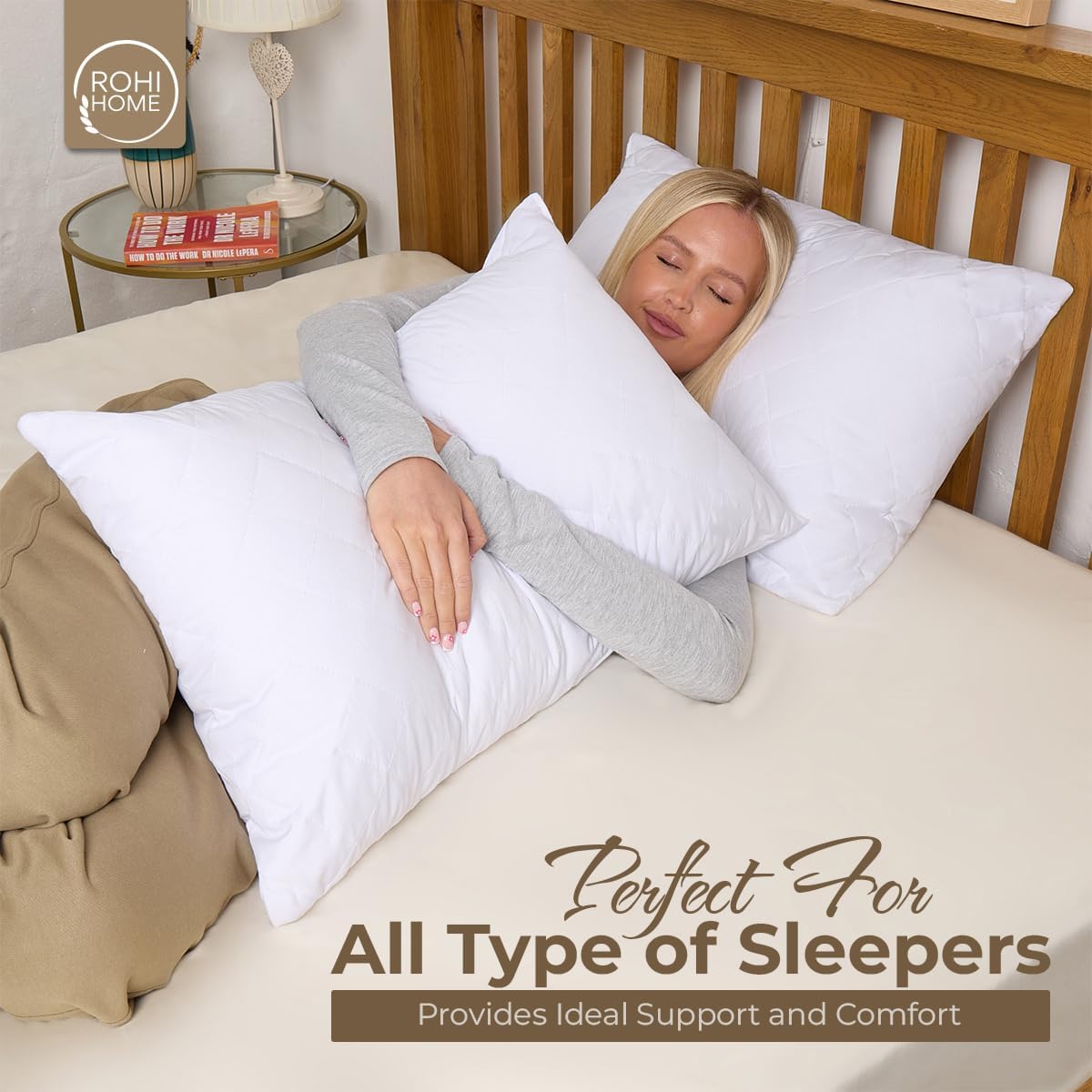 Luxury Quality Micro Fibre Quilted Pillows Hotel High Quality Filled Bounce Back