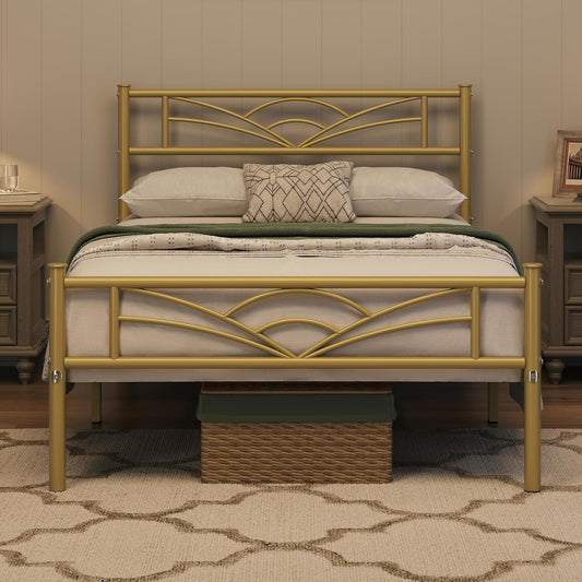 3ft Single Bed Frame, Strong Iron Platform Bed, Metal Slatted Bed for Bedrooms