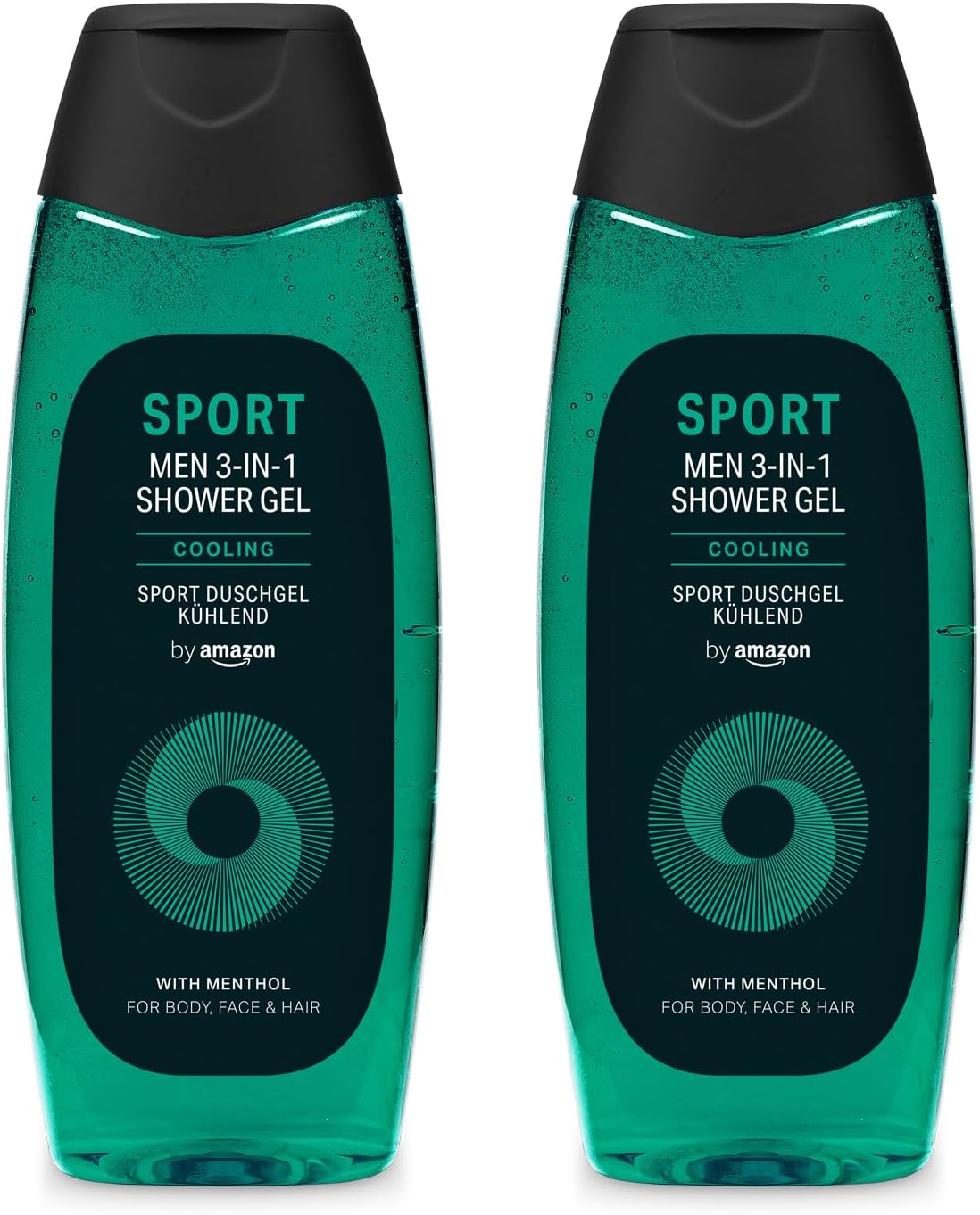 2x Men Sport 3 in 1 Shower Gel with menthol - for Body, Face & Hair Wash Gel