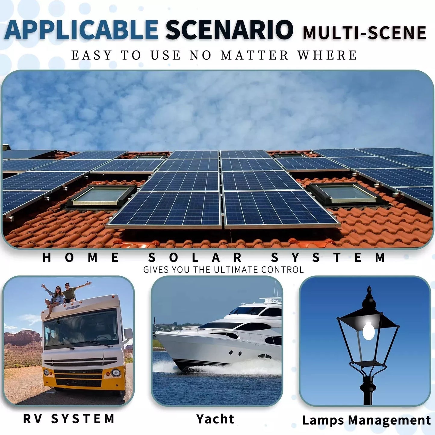 100A MPPT solar charge controller for 12V 24V 36V 48V battery & 200V solar input