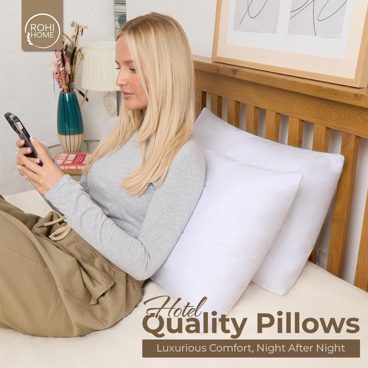 Luxury Quality Micro Fibre Quilted Pillows Hotel High Quality Filled Bounce Back