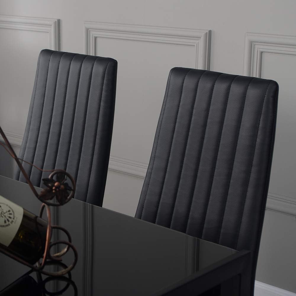 4 Pcs Faux Leather PU Padded Dining Chairs Kitchen Dining Room Chair Set Family