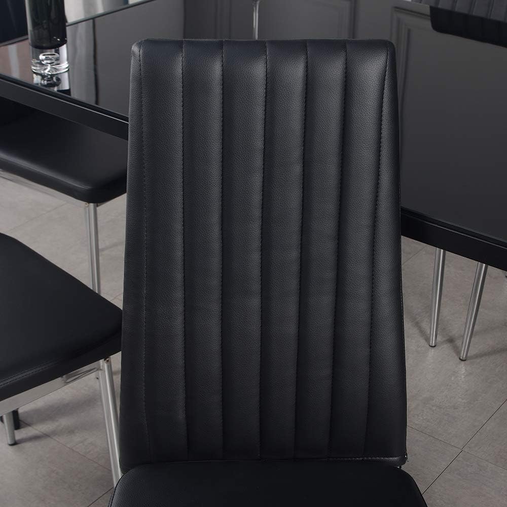 4 Pcs Faux Leather PU Padded Dining Chairs Kitchen Dining Room Chair Set Family