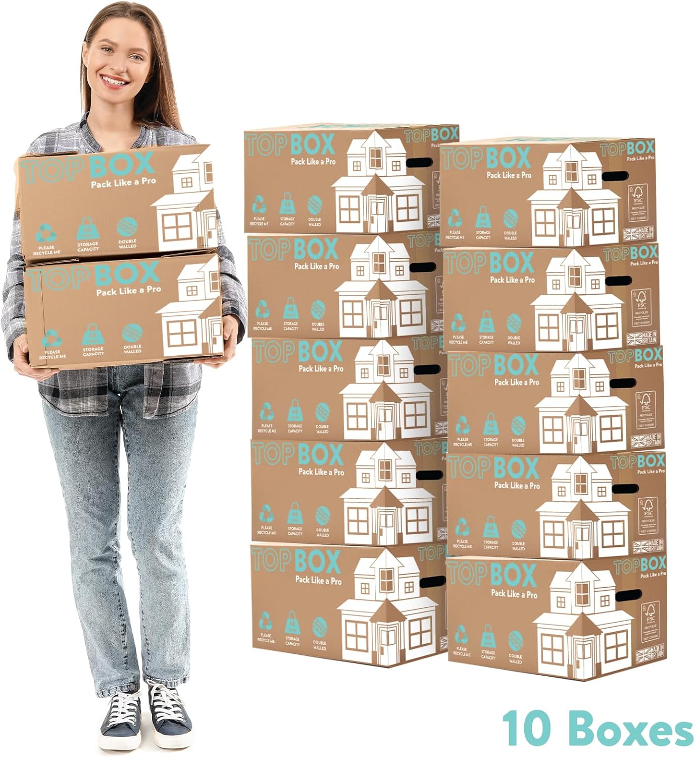 10x Strong Durable DOUBLE WALL Removal Cardboard Packing Storage Boxes