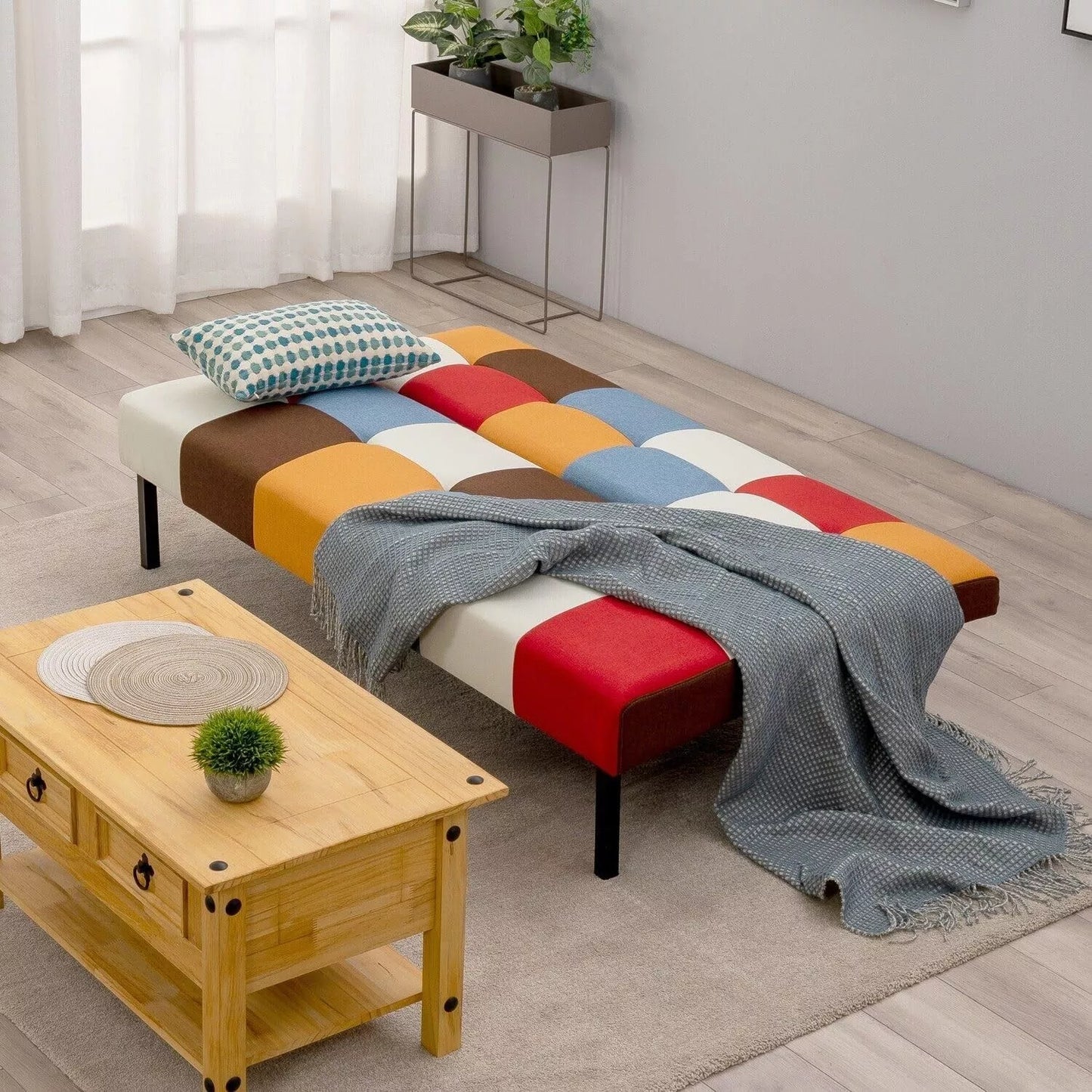 Sofa + Bed Modern Sleeper Sofa Settee Rainbow Patchwork for Living Room