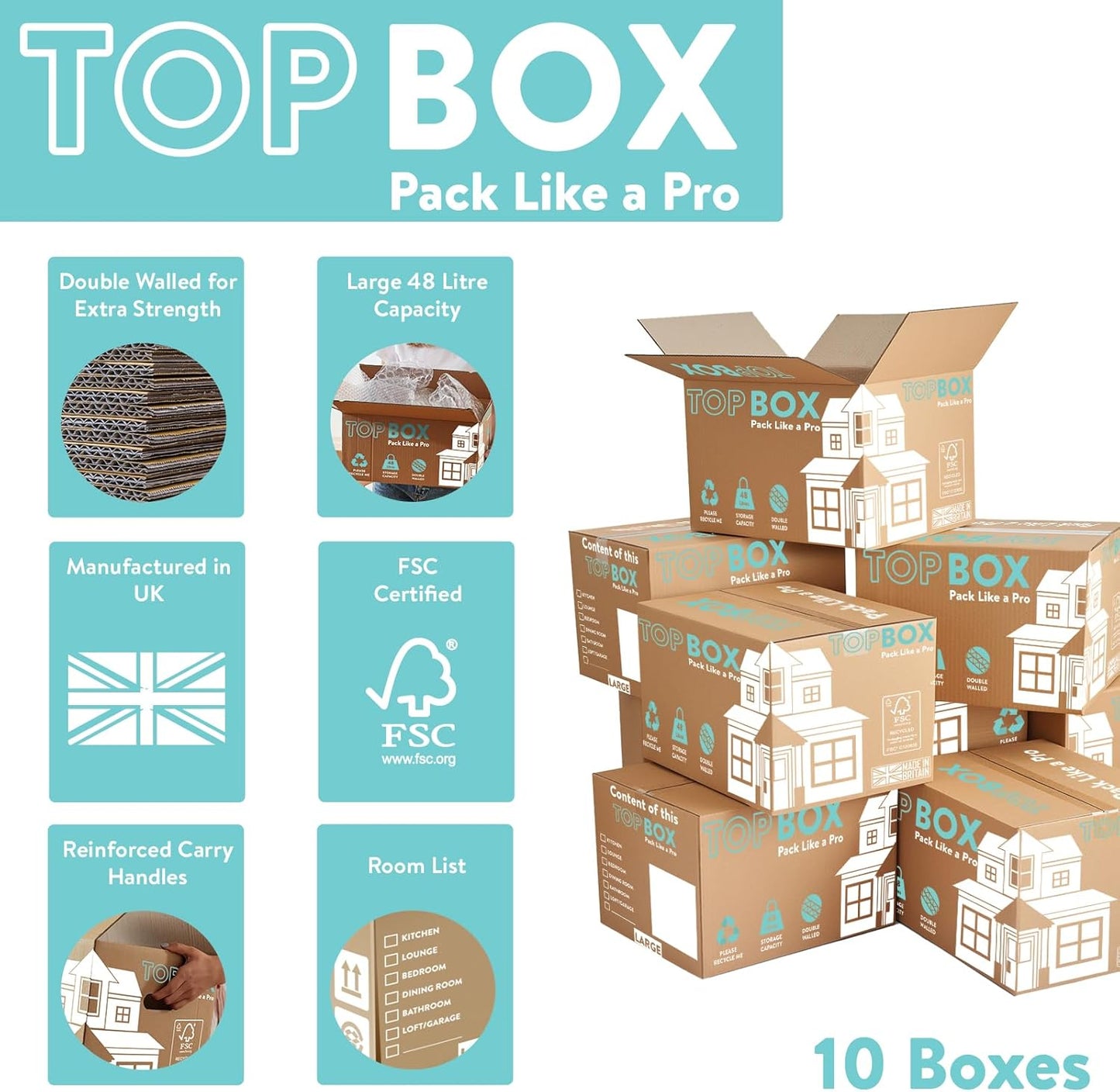 10x Strong Durable DOUBLE WALL Removal Cardboard Packing Storage Boxes