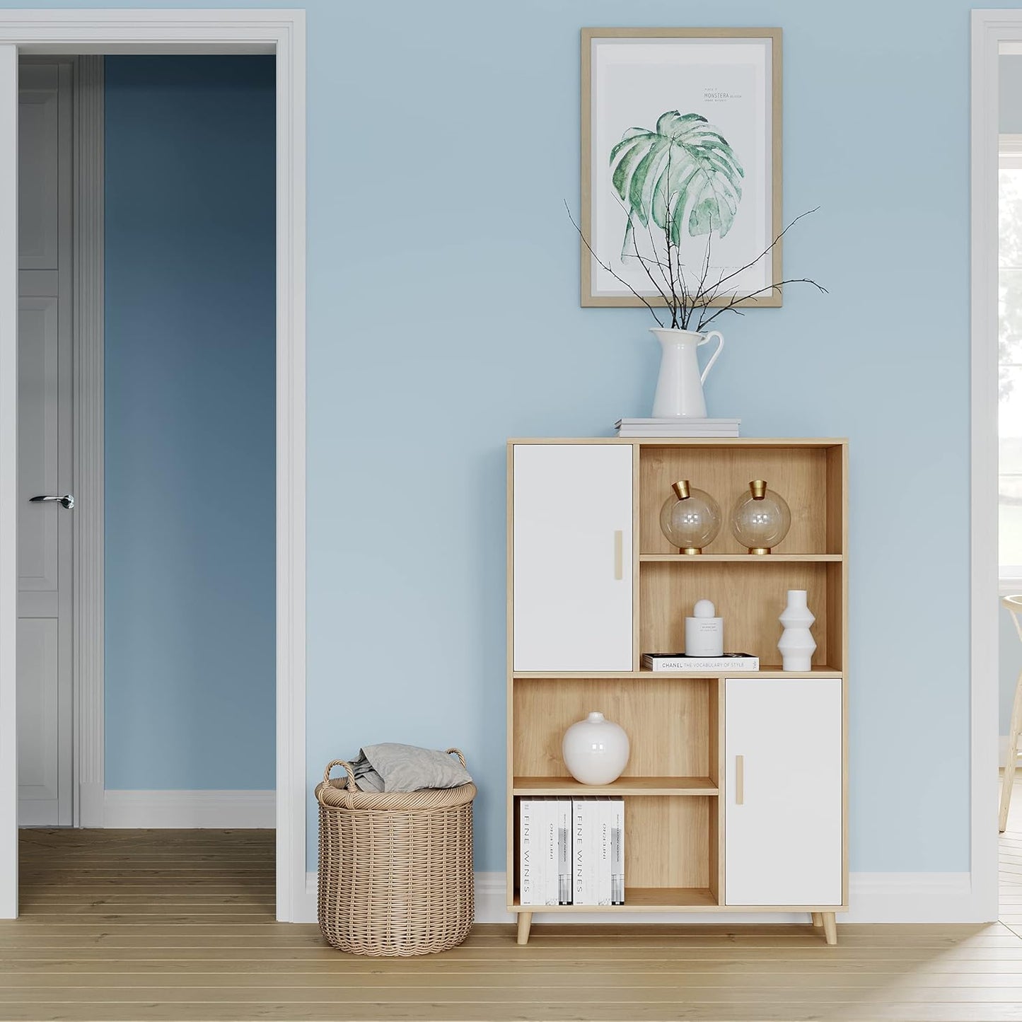 Modern 2 Door Sideboard Display Cabinet Wooden Cupboard Living Room Storage Book