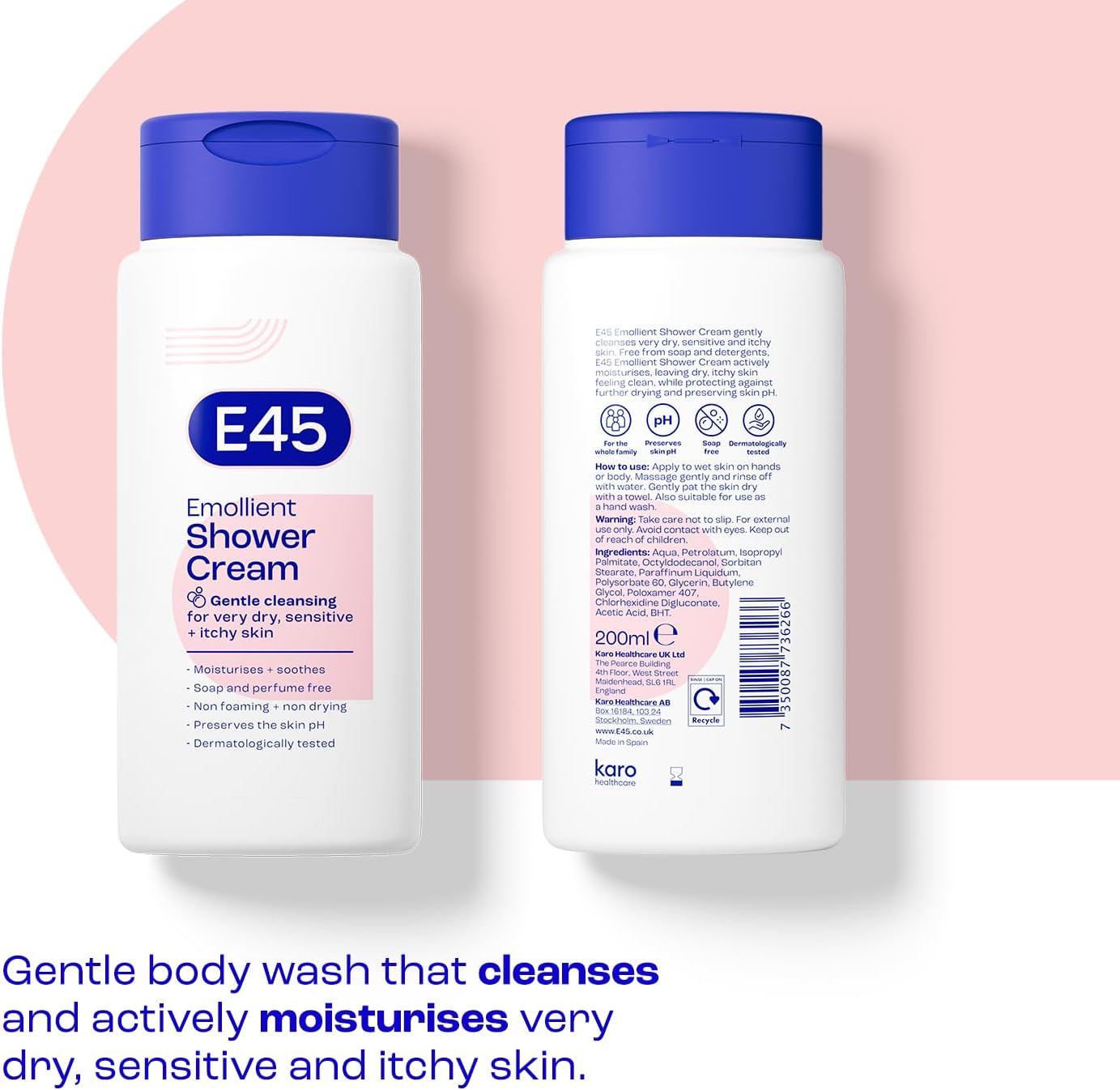 E45 Body Wash for Dry, Sensitive & Itchy Skin - Shower Gel Creme for Men & Women