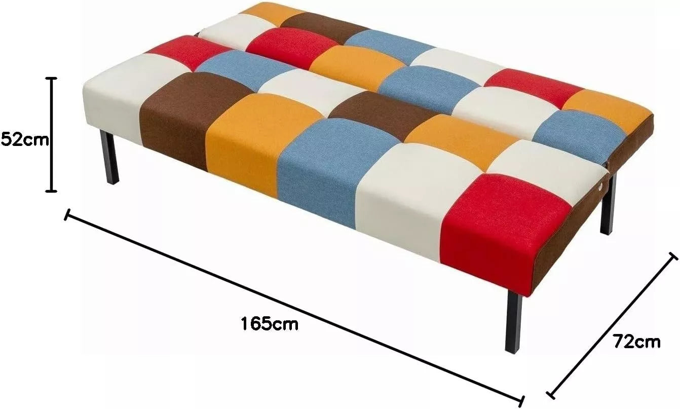 Sofa + Bed Modern Sleeper Sofa Settee Rainbow Patchwork for Living Room