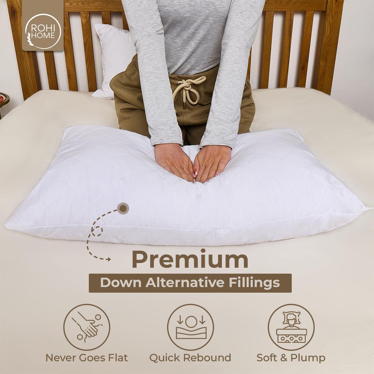 Luxury Quality Micro Fibre Quilted Pillows Hotel High Quality Filled Bounce Back