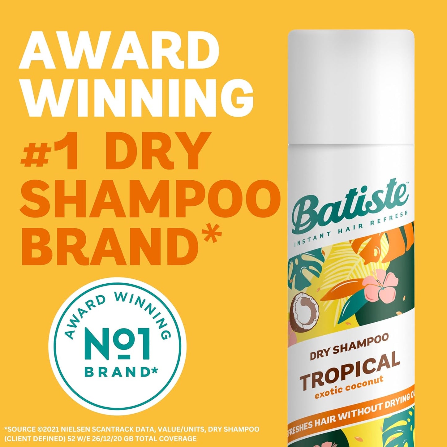Batiste Dry Shampoo in Tropical, Coconut & Floral Fragrance, Spray to Refresh